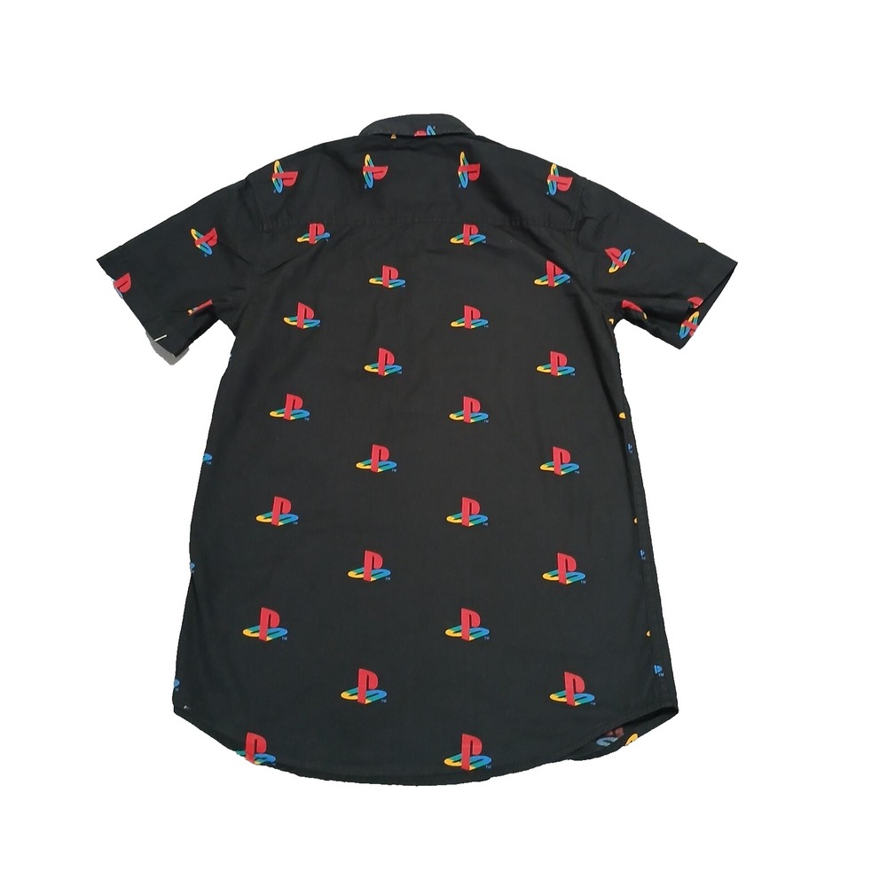 Playstation Boy Shirt Size S(19)Black Red Button All Over Print Video Game Retro - Picture 2 of 7